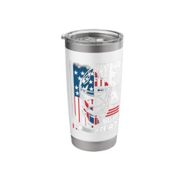 Skate Shoot Score Repeat Ice Hockey American Flag Helmet Stainless Steel Insulated Tumbler