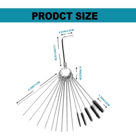 Carburetor Cleaning Tool Kits, Carburetor Dirt Jet Remove Cleaner, 10 Cleaning Needles with 5 Brush and 1 Throttle Wrench for ATV, UTV, Motorcycle Moped Welder Carb, (2PCS）