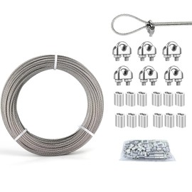 DOUSYU Wire, 0.1 inch (3 mm) Wire Rope, Diameter 0.1 inch (3 mm), Length 5.9 ft (15 m), Stainless Steel Wire, Clothesline Rope, Plated Wire, Antenna Wire, 7 x 7 Structure, Cutting Load 637 kgf