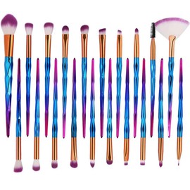 Maange 20-Piece Make-Up Brush Set - Eyeshadow, Foundation Powder, Eyeliner, Eyelashes, Lips, Make-Up Brush, Blending - Cosmetic Beauty Tool Kit Blue Purple
