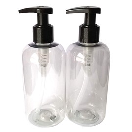 2 X 250ML Clear PET Empty Plastic Bottle with Lotion Pump Dispenser - Recyclable