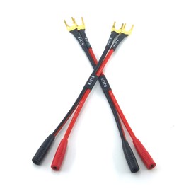 WJSTN Spade Plug to Banana Jack Adapter Cable, 4mm Banana Jack Female to Fork Spades Cable 2 Pack (6in)