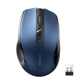 UGREEN Silencioso Mouse Inalámbrico 2.4 GHz con Receptor USB, 15M de Conexión, Ratón Ergonómico de 4000 dpi 6 Botones, Compatible con PC, Portátil, Macbook, Windows 11 10, macOS, Linux