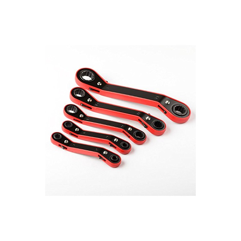 ATE Pro. USA 50605 Box Wrench, Ratcheting, SAE, Offset 5-Piece