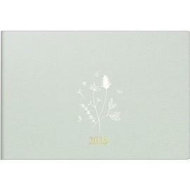 rido/idé Septimus Pocket Diary (2025) Wild Flowers, 2 Pages = 1 Week, A6 Landscape, 128 Pages, Linen Cover Trendy, Flexible, Mint