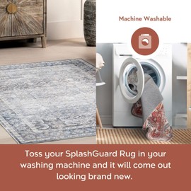 nuLOOM 8' Square Splashguard Machine Washable Area Rug with Waterproof Spill Proof Surface, Non Slip Backing and Stain Resistant for Living Room, Bedroom, Kitchen, Dining Room, Makenzie Ivory