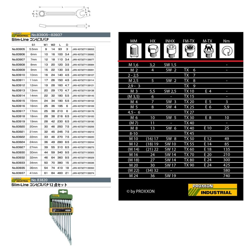 PROXXON Slim-Line Combination Spanner, 0.7 inches (17 mm) No. 83917