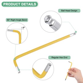 M METERXITY Ball End Hex Key Wrench, 4mm L Shape Long Arm S2 Steel Repairing Tool for Bicycle/Furniture/Equipment/Motorcycle/Machinery, Metric Hexagonal Wrench [Yellow]