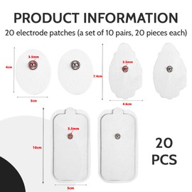 VEOIRXU 20 Stück Elektroden-Pads, Nachkaufset selbstklebende Elektroden Pads, Elektroden-Nachkauf Set für Gerät Elektroden mit Druckknopf, Wiederverwendbare Elektroden-Pads mit Nicht reizendem Design