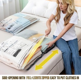 TAILI 8 Pack Vacuum Storage Bags, Jumbo Size 39x28 inch, LONG SIDE ZIP Vacuum Seal Bags for Beddings, Extra Large Storage Space Saver for Clothing, Comforters, Blankets, Pillows