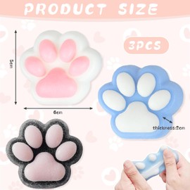 NECXON 3 Pcs Cat Paw Stress Reliever Toy, Soft PVC Squeeze Ball for Anxiety & Relaxation, Ideal for Kids & Adults, Adorable Design, Perfect Party Favor (Cat Claw Squeeze Toy)