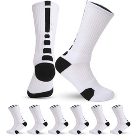 boruizhen Men's Athletic Crew Socks basketball Socks Sport Compression Cushion Socks for Running and Training (6 Pairs)