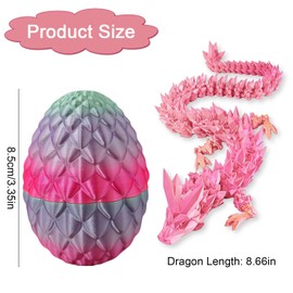 Guador 3D Printed Dragon Egg with Dragon, Pack of 2 Dragon Eggs, Mysterious Dragons, Dragon Egg, Figures Surprise Easter Dragon Eggs, Home Decor, Silk Rainbow Colour + Silk Candy Colour