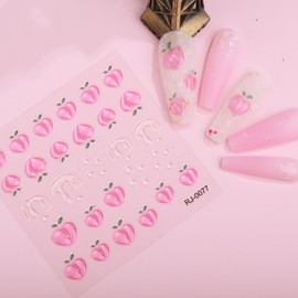 LabTabBa Nail Art Stickers 5D Embossed Self-Adhesive Nail Decals with 3D Acrylic Flowers, Leaf & Vine Designs for Spring Summer Manicure, DIY Nail Design Kit for Women