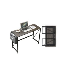 SURMIO Modern Foldable Writing Computer Desk with Storage Bag, No-Assembly Study Office Desk Foldable Table for Small Spaces, Home Office (Black Oak, 39.4 inch)