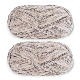 Franel Velvet Yarn Crocheting Fuzzy Blanket, Premier Plush Parfait Chunky, Velvet Fluffy Chenille Blanket, Crochet Knitting Soft Thick Plush Lustrous (2, Dotted with Gray)