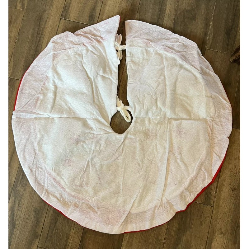 White Christmas Tree Skirt Red & White with Santa