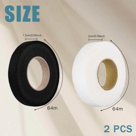 JOAOXOK Hem Tape,2 Rolls No Need to Sew Hemming Tape-On Fabric Fusing Tape for Hemming Clothes Jeans Dresses Pants, 140 YardsHemmingTape for Pants (Black + White) (Black + White)