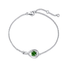 FANCIME 925 Sterling Silver May Birthstone Bracelet Infinity Green Emerald Bracelet with Fine Jewellery Box Christmas Birthday Valentine's Day Mother's Day Present for Women Mother