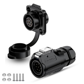 CNLINKO LP-16 Industrial Waterproof Connector IP68 Circular Connector Quick Plugging Aviation Connector PBT Plastic Shell Connector Fast Release Connector M16 2-9 Pin Flange Socket (8 Pin)