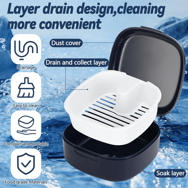 Zikenis Denture Box with Strainer, Braces Box, Denture Box, Portable