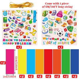 48Pcs Back to School Bookmarks Craft for Preschool Kids,DIY First Day of School Art Craft Kit Ready to Learn Stickers Home Classroom Indoor Game Activities First Day of School Gift Favor