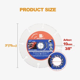 Carbide Multi Wheel,BRSCHNITT 3pcs 75mm with Arbor 10mm Tungsten Carbide Cut Off Wheel for Wood,Laminate,Gypsum board,Plastic for Angle Grinder Cutting Disc