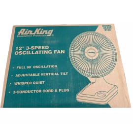 Air King 9102 12" Table & Floor Fan, Oscillating, 3 Speeds, 120Vac, Tilting Head