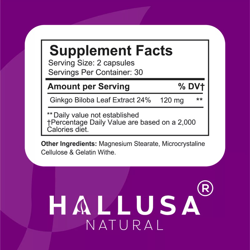 HallGink Biloba - Ginkgo Biloba - Suplementos cerebrales para memoria