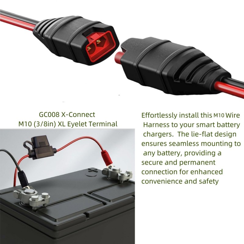 FHUIPENG Wires Harness Fit for NOCO GC008 X-Connect M10 (3/8in)