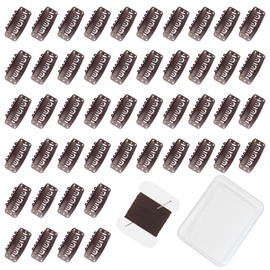 Guokoo 48 Pcs 32mm Wig Clips 6-Teeth U-Shape for Hair Extensions, with DIY Needle and Thread Kit - Snap Hair Clips for Extensions (Dark Brown)