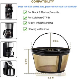 Slzhds 2 Pcs Filtro Reutilizable para Cafetera, Filtro para Cafetera de Acero Inoxidable para 8-12 Tazas, Filtro de Café Reutilizable, Cápsulas de Café Compatibles con Cafeteras y Cerveceros