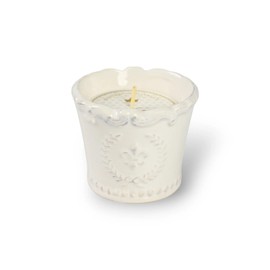 Bourbon Royalty Classic White Marquis Medium 10 Ounce Ceramic/Wax Scented Votive Jar Candle for Home or Office, Southern Suede, BRY-SS-10MQ