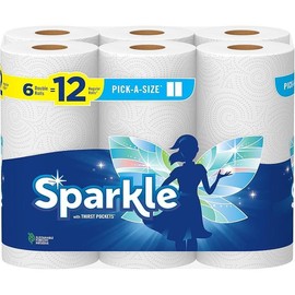 Sparkle Pick-A-Size Paper Towels, 6 Double Rolls = 12 Regular Rolls, Everyday Value Paper Towel With Full And Half Sheets Kitchen Toilet