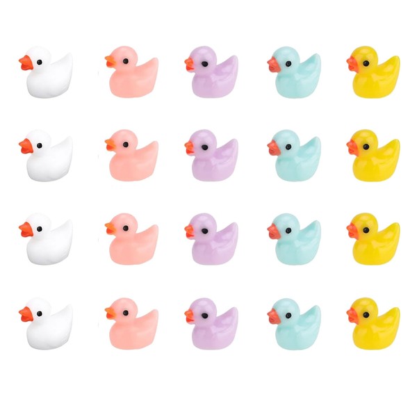 Moguri Pack of 20 Mini Resin Ducks Miniature Ducks Mini Duck Figures Mini Resin Ducks Tiny Resin Duck for Crafts for DIY Potting Micro Landscape Decorations Supplies