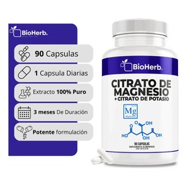 Citrato De Magnesio  Citrato De Potasio 100 Puro 12 Mag E 90 Cápsulas