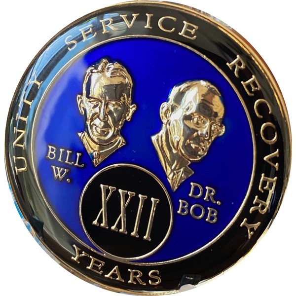 22 Year Founders Blue Tri-Plate AA Medallion Bill & Bob