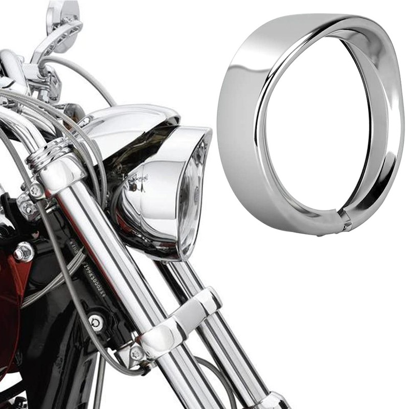 7in Silver Headlight Trim Ring Motorcycle Light for Touring Road