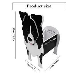 YUEQISM Border Collie Decorative Dog Planter Flowerpot Plant Container for Home or Office, Large Size（22in）