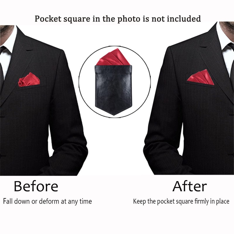 ONLVAN Pocket Square Holder Leather Slim Pocket Square Holder for