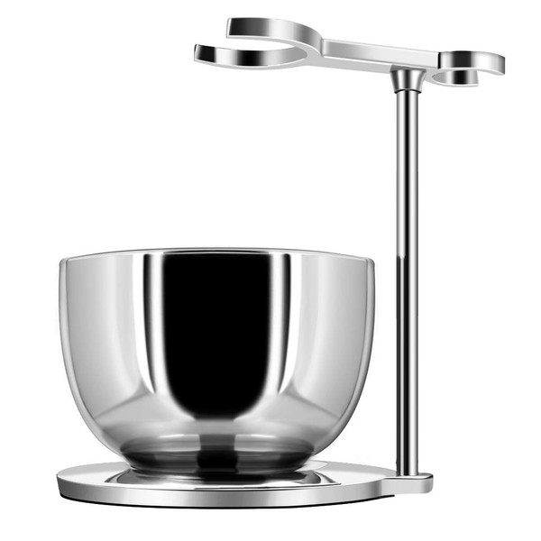 GRUTTI Shaving Stand with Soap Bowl Set, Deluxe Chrome Razor and Brush Stand with Bowl Compatible with Manual Razor, Safety Razor, Gillette Fusion Razor