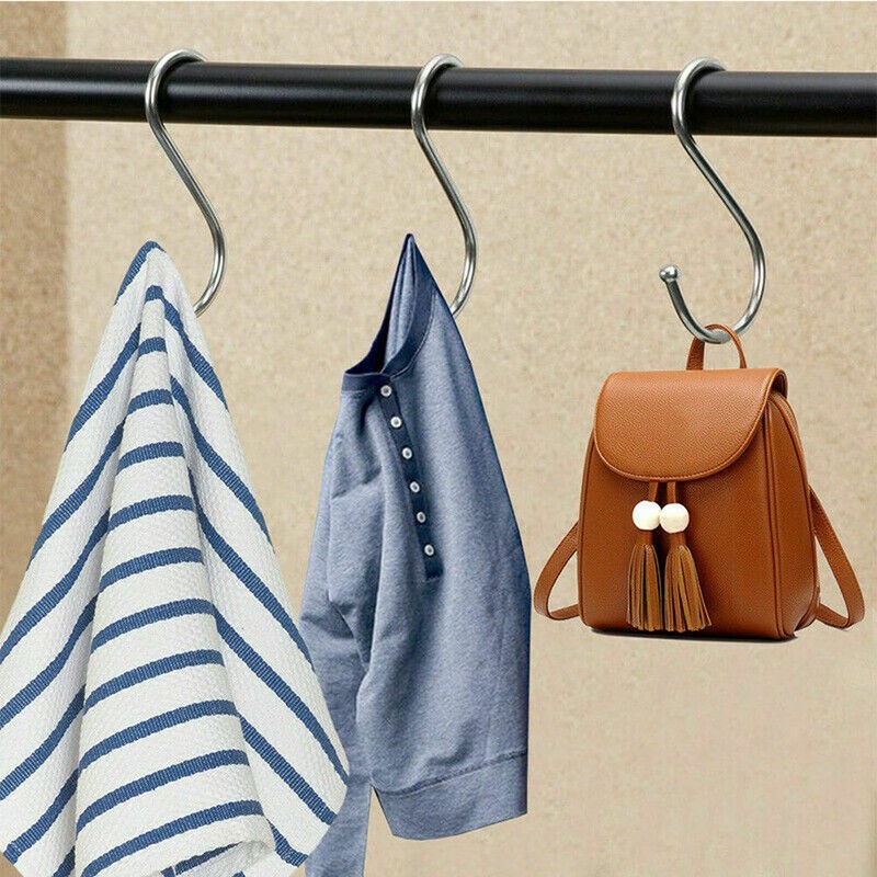20PCS Steel S Shape Hooks Kitchen Hanger Rack Clothes Hanging