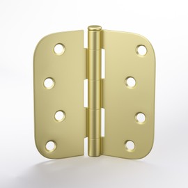goldenwarm 12 Pack 4 inch Door Hinges Satin Gold Residential Door Hinges Brass Hinges for Interior and Exterior Doors, 5/8" Radius Corners, Iron
