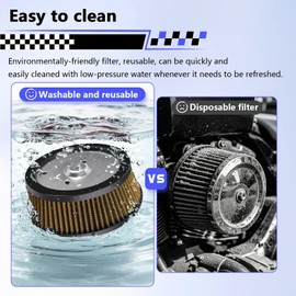 High Performance Powersport Air Filter HD-0800 Premium Engine Air Filter Compatible with 2001-2008 for Harley Screamin Eagle Dyna Road King Ultra Classic Electra Glide Models (Orange)