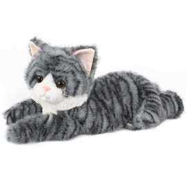 Gray Tabby Cat Stuffed Animals, Microwavable Stuffed Animal Adorable Fluffy Cat Plush for Warmth & Comfort, Heatable & Coolable Lavender Scent Cat Toys, Cute Soft Plushies Cat Gifts for Kids & Adults