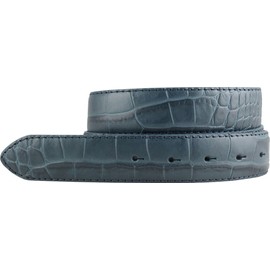 BELTINGER Crocodile Embossed Belt without Buckle 3.5 cm Leather Belt for Men and Women 35 mm Crocodile Look Crocodile Pattern, denim blue