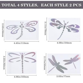 GORGECRAFT 8Pcs Dragonfly Car Sticker Self Adhesive Animal Car Decal Waterproof Reflective Vinyl Window Decal Vinyl Automotive Exterior Decoration Decals for Truck Laptop Walls Laptop, Colorful
