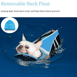 Mklhgty Dog Life Jacket, Reflective Dog Life Vest with Removable Neck Float & High Buoyancy for Swimming and Boating, Ripstop Pet Safety Swimsuit Rescue Handle for Small Medium Large Dogs