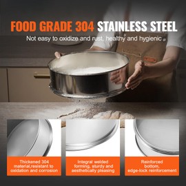 Happybuy 40 Mesh Flour Sieve, 304 Stainless Steel Fine Mesh Sifter, 12.6" Diameter, Food-Grade Strainer for Baking, Rice, Flour