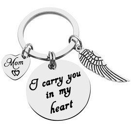 xyqcy Mom Memorial Keychain Gift for Daughter Son,Loss of Mother Jewelry Bereavement Condolence Sympathy Gift in Memory of Mom Mommy Mom Remembrance Jewelry for Kids Women Men Keyring